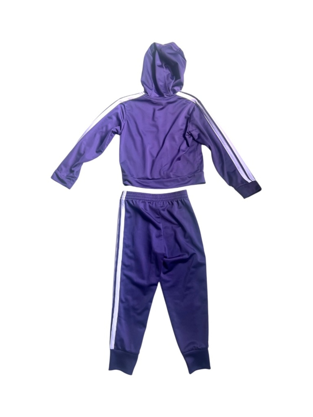 Adidas Girls Purple Striped Hooded Tracksuit Set Size 5T Athletic Jogger - Picture 3 of 5